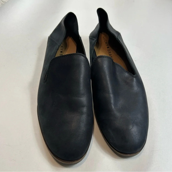 Lucky Brand Cahill Convertible Mule Flat Navy Leather Shoe​​​ - Picture 7 of 9